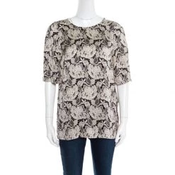 Stella McCartney Black Floral Lace Printed Silk Pyjama Blouse M For Women