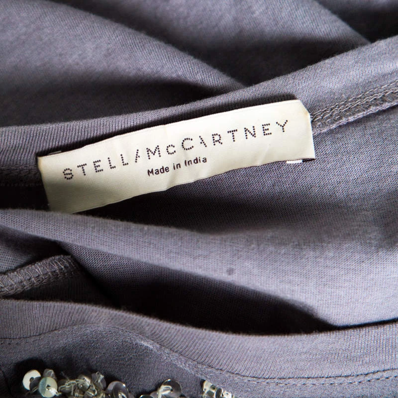 Stella McCartney Grey Silk Cotton Sequin Embellished Tank Top S For Women 7 Stella McCartney Grey Silk Cotton Sequin Embellished Tank Top S For Women - Image 5