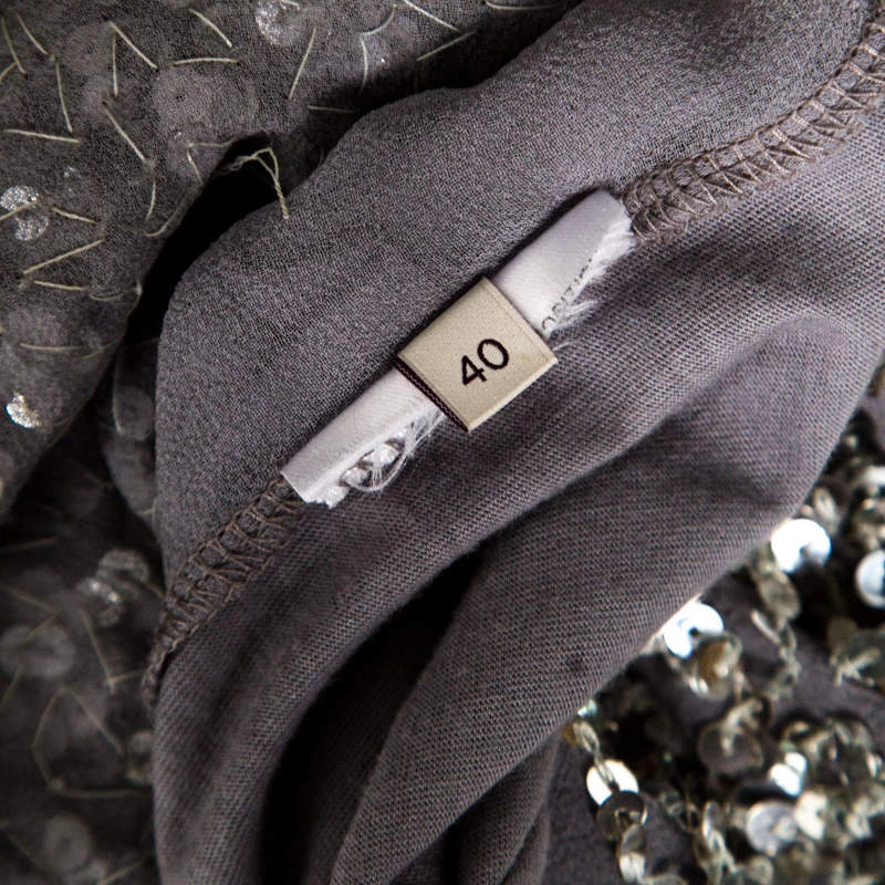 Stella McCartney Grey Silk Cotton Sequin Embellished Tank Top S For Women 8 Stella McCartney Grey Silk Cotton Sequin Embellished Tank Top S For Women - Image 6