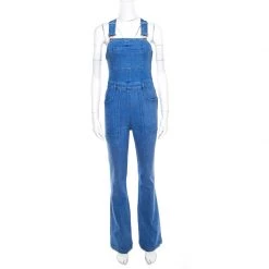 Stella McCartney Indigo Light Washed Wide Leg Denim Overalls S For Women