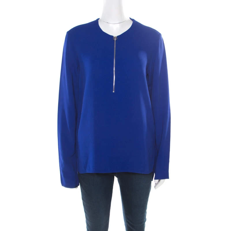 Stella McCartney Blue Crepe Zip Detail Arlesa Blouse S For Women 3 Stella McCartney Blue Crepe Zip Detail Arlesa Blouse S For Women