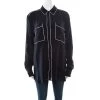 Stella McCartney Navy Blue Silk Crepe De Chine Eagle Embroidered Detail Shirt M For Women -Stella McCartney Sales luxury women stella mccartney used clothes p177730 005