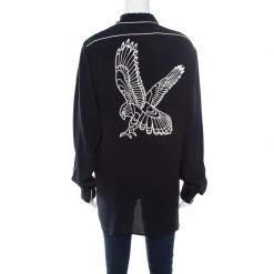 Stella McCartney Navy Blue Silk Crepe De Chine Eagle Embroidered Detail Shirt M For Women -Stella McCartney Sales luxury women stella mccartney used clothes p177730 006