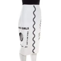 Stella McCartney White Embroidered All Is Love Pencil Skirt M For Women -Stella McCartney Sales luxury women stella mccartney used clothes p179990 005