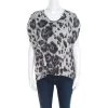 Stella McCartney Grey Peony Animal Print Silk Pleated Sleeve Boxy Blouse M For Women 2 Stella McCartney Grey Peony Animal Print Silk Pleated Sleeve Boxy Blouse M For Women -Stella McCartney Sales luxury women stella mccartney used clothes p182087 002