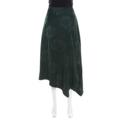 Stella McCartney Green Magnolia Pattern Jacquard Asymmetric Cecilia Skirt M For Women