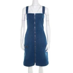Stella McCartney Indigo Denim Zip Front Sleeveless Dress M For Women