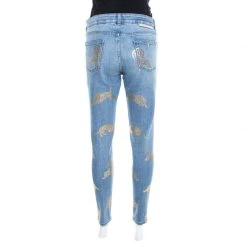 Stella McCartney Indigo Wild Cat Foil Printed Denim Skinny Ankle Jeans M For Women 10 Stella McCartney Indigo Wild Cat Foil Printed Denim Skinny Ankle Jeans M For Women -Stella McCartney Sales luxury women stella mccartney used clothes p196973 003