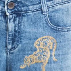 Stella McCartney Indigo Wild Cat Foil Printed Denim Skinny Ankle Jeans M For Women 11 Stella McCartney Indigo Wild Cat Foil Printed Denim Skinny Ankle Jeans M For Women -Stella McCartney Sales luxury women stella mccartney used clothes p196973 006