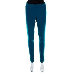 Stella McCartney Teal Blue Stretch Wool Flat Front Ivy Pants M For Women