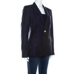 Stella McCartney Navy Blue Wool Gold Button Detail Single Button Blazer M For Women -Stella McCartney Sales luxury women stella mccartney used clothes p211684 005