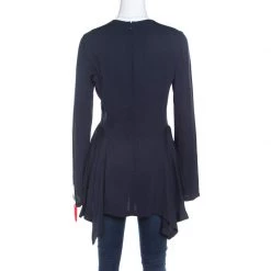 Stella McCartney Navy Blue Crepe Peplum Detail Leonore Top S For Women -Stella McCartney Sales luxury women stella mccartney used clothes p216455 003