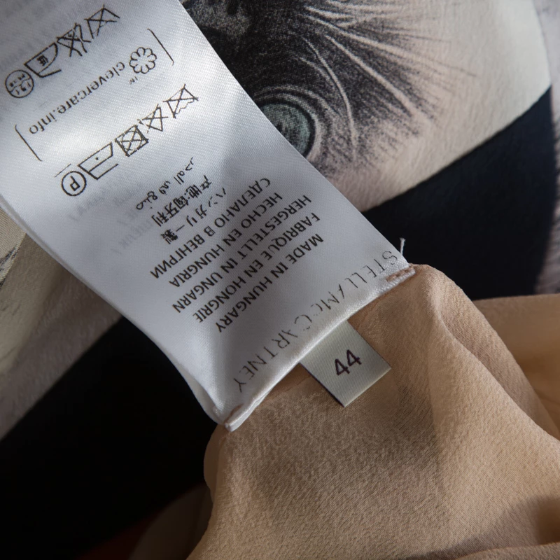 Stella McCartney Multicolor Cat Print Silk Asymmetric Hem Ilona Dress M For Women 8 Stella McCartney Multicolor Cat Print Silk Asymmetric Hem Ilona Dress M For Women - Image 6