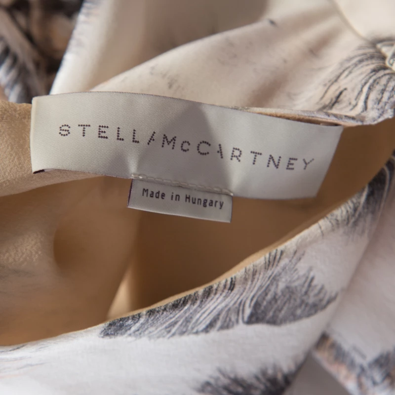 Stella McCartney Multicolor Cat Print Silk Asymmetric Hem Ilona Dress M For Women 7 Stella McCartney Multicolor Cat Print Silk Asymmetric Hem Ilona Dress M For Women - Image 5