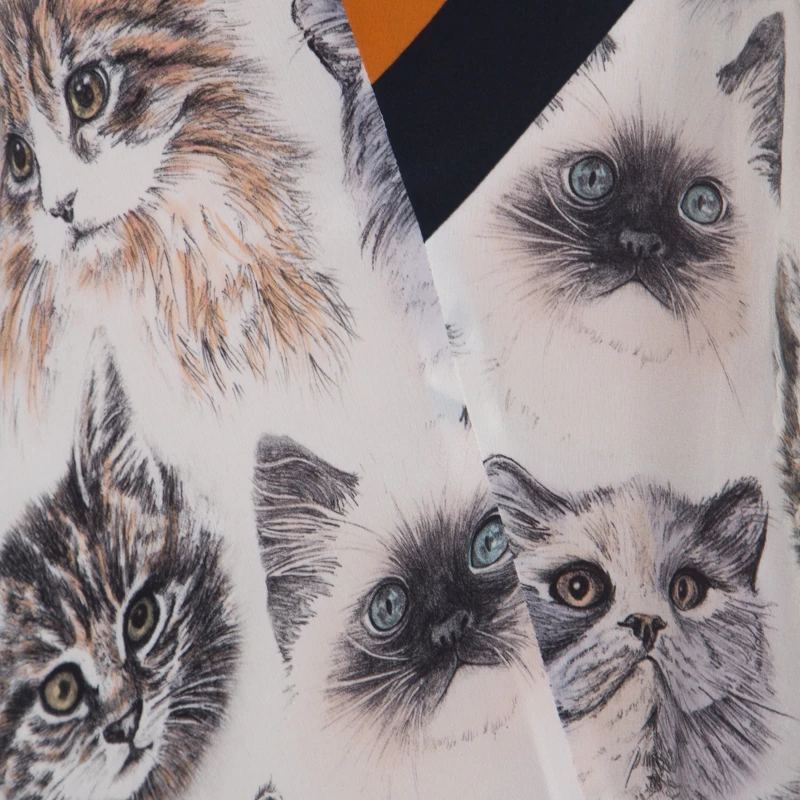 Stella McCartney Multicolor Cat Print Silk Asymmetric Hem Ilona Dress M For Women 6 Stella McCartney Multicolor Cat Print Silk Asymmetric Hem Ilona Dress M For Women - Image 4