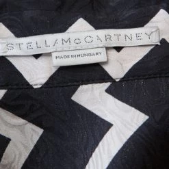 Stella McCartney Black & White Chevron & Stripes Printed Silk Moire Shirt M For Women -Stella McCartney Sales luxury women stella mccartney used clothes p221614 003