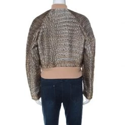 Stella McCartney Beige Crocodile Pattern Jacquard Bomber Jacket S For Women -Stella McCartney Sales luxury women stella mccartney used clothes p236192 001