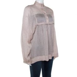 Stella McCartney Pale Pink Printed Silk Billowing Sleeve Blouse S For Women -Stella McCartney Sales luxury women stella mccartney used clothes p241549 001