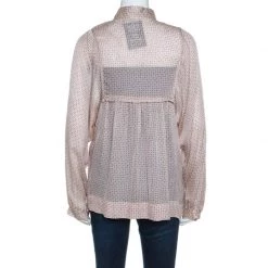 Stella McCartney Pale Pink Printed Silk Billowing Sleeve Blouse S For Women -Stella McCartney Sales luxury women stella mccartney used clothes p241549 002