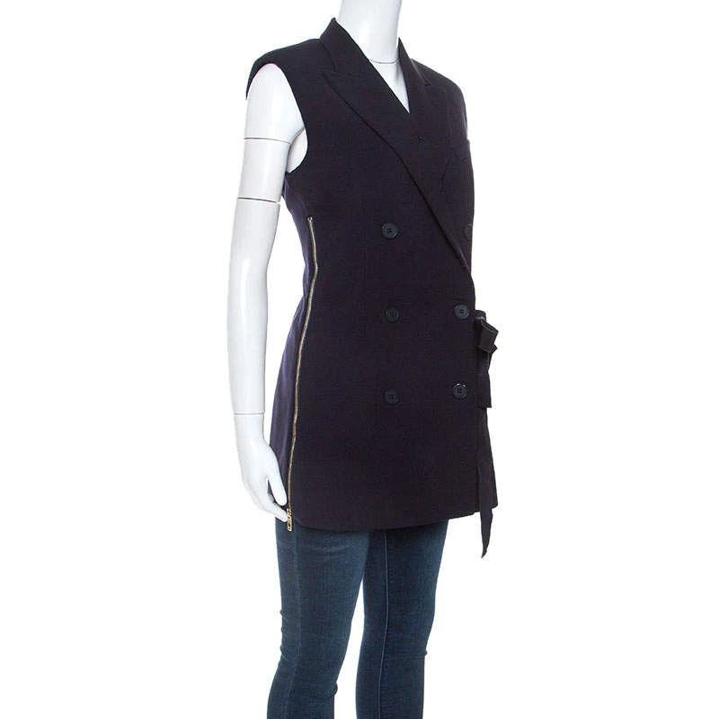 Stella McCartney Navy Blue Wool Double Breasted Vest S For Women 4 Stella McCartney Navy Blue Wool Double Breasted Vest S For Women - Image 2
