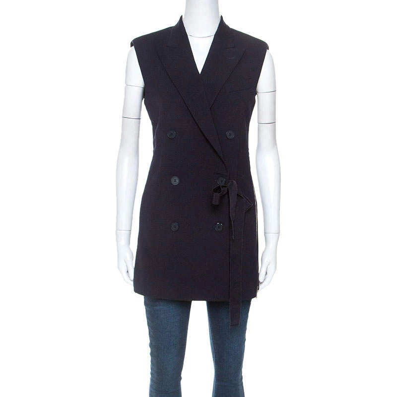 Stella McCartney Navy Blue Wool Double Breasted Vest S For Women 3 Stella McCartney Navy Blue Wool Double Breasted Vest S For Women