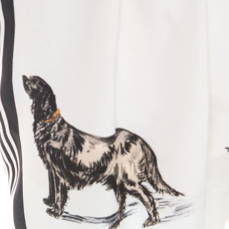 Stella McCartney White Striped Dog Print Silk Christine Pants S For Women 6 Stella McCartney White Striped Dog Print Silk Christine Pants S For Women - Image 4