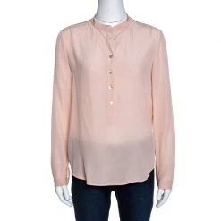 Stella McCartney Blush Pink Silk Long Sleeve Blouse XS For Women
