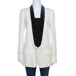 Stella McCartney Ivory Wool Contrast Lapel Detail Tuxedo Jacket M For Women