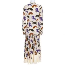 Stella McCartney Cream Wild Cat Print Silk Maxi Dress M For Women 10 Stella McCartney Cream Wild Cat Print Silk Maxi Dress M For Women -Stella McCartney Sales luxury women stella mccartney used clothes p268285 003