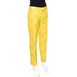 Stella McCartney Yellow Cotton Jacquard Tapered Pants M For Women -Stella McCartney Sales luxury women stella mccartney used clothes p270724 003
