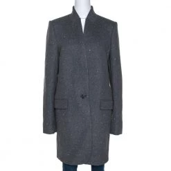 Stella McCartney Grey Wool Embellished Coat L For Women
