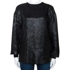 Stella McCartney Black Lurex Floral Silk Jacquard Donna Top S For Women