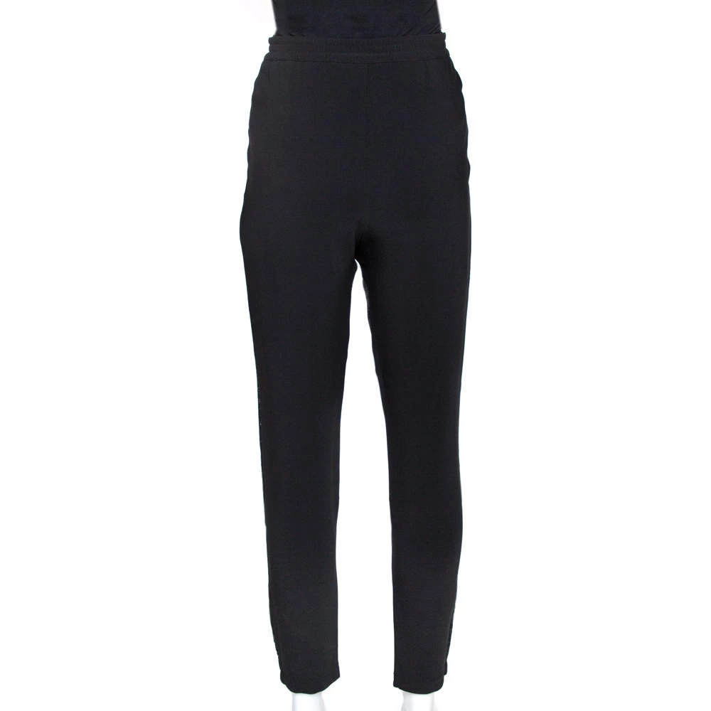 Stella McCartney Black Lurex Floral Silk Jacquard Christine Pants S For Women 5 Stella McCartney Black Lurex Floral Silk Jacquard Christine Pants S For Women - Image 3