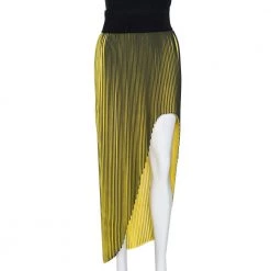 Stella McCartney Yellow Plisse Georgette Jeanne Asymmetric Skirt S For Women