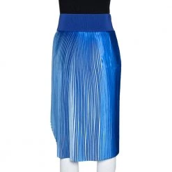 Stella McCartney Blue Plisse Satin Manny Asymmetrical Skirt S For Women -Stella McCartney Sales luxury women stella mccartney used clothes p278584 001
