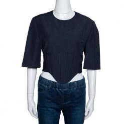 Stella McCartney Navy Blue Linen Blend Corset Top M For Women