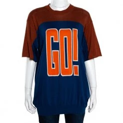 Stella McCartney Orange & Blue Intarsia Knit 'Go' Sweater Dress S For Women