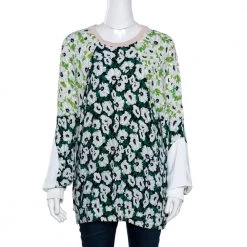 Stella McCartney Multicolor Floral Print Crepe Paneled Top M For Women