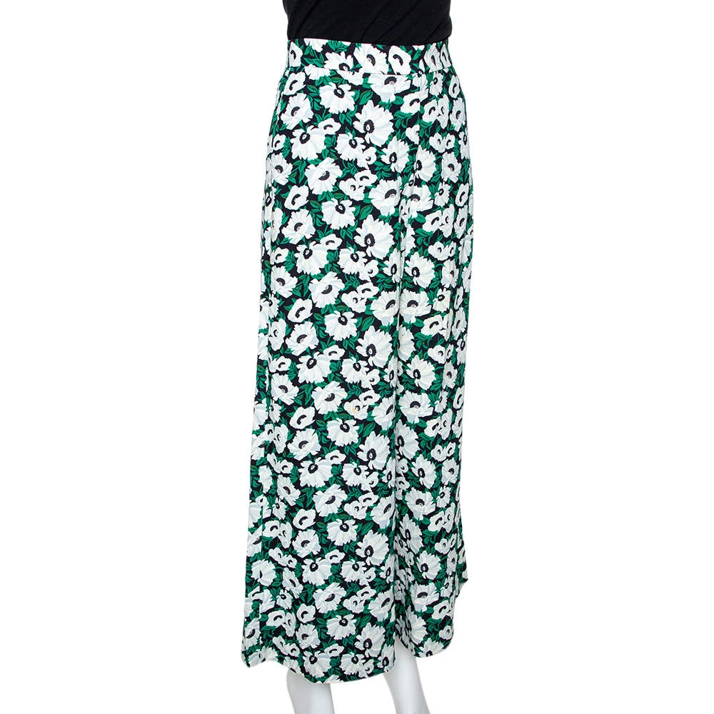 Stella McCartney Green Floral Printed High Waist Wide Leg Maude Trousers M For Women 4 Stella McCartney Green Floral Printed High Waist Wide Leg Maude Trousers M For Women - Image 2