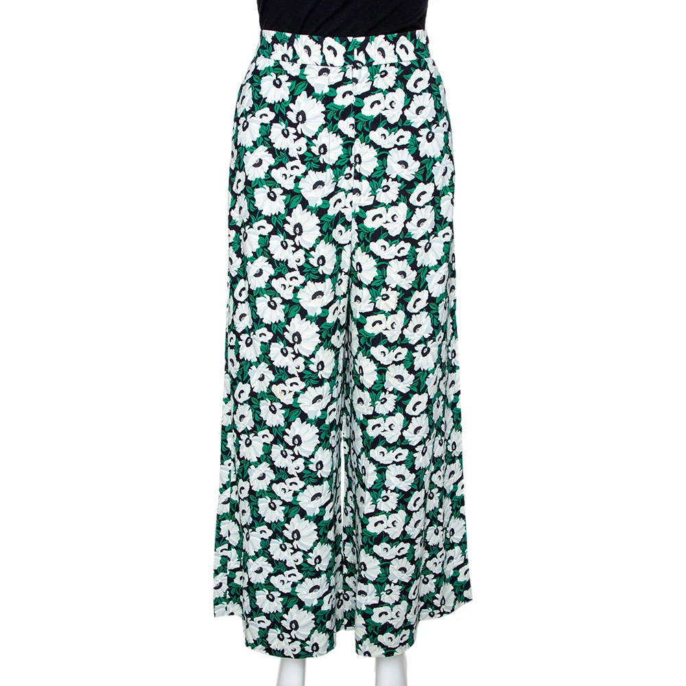 Stella McCartney Green Floral Printed High Waist Wide Leg Maude Trousers M For Women 5 Stella McCartney Green Floral Printed High Waist Wide Leg Maude Trousers M For Women - Image 3