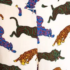 Stella McCartney Cream Wild Cat Printed Silk Elasticized Waist Christine Pants M For Women -Stella McCartney Sales luxury women stella mccartney used clothes p287026 003