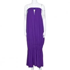Stella McCartney Purple Crepe Draped Strapless Dress M For Women