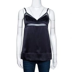 Stella McCartney Black Silk Satin Lace Trim Camisole Top S For Women