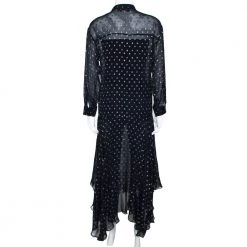 Stella McCartney Navy Blue Lurex Patterned Chiffon Sheer Dress M For Women -Stella McCartney Sales luxury women stella mccartney used clothes p301371 001