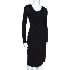 Stella McCartney Black Knit Pleat Front Sheath Dress S For Women -Stella McCartney Sales luxury women stella mccartney used clothes p308298 001