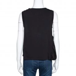 Stella McCartney Black Cotton Ruffled Asymmetrical Top S For Women -Stella McCartney Sales luxury women stella mccartney used clothes p309722 007