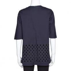 Stella McCartney Navy Blue Cutout Cotton Cape Sleeve Top S For Women -Stella McCartney Sales luxury women stella mccartney used clothes p318352 007