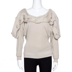Stella McCartney Beige Cashmere & Silk Chunky Knit Trim Sweater M For Women