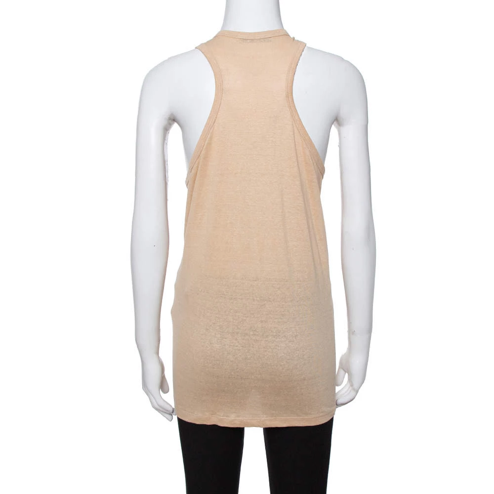 Stella McCartney Beige Linen & Cotton Zip Front Tank Top L For Women 5 Stella McCartney Beige Linen & Cotton Zip Front Tank Top L For Women - Image 3