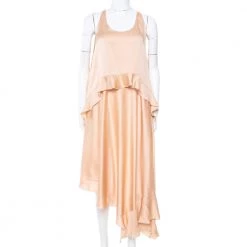 Stella McCartney Champagne Pink Silk Tiered Yenna Asymmetric Dress S For Women
